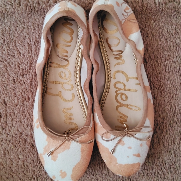 Sam Edelman Felecia Woman Flats (Natural/ Ivory Print Calf hair) Size 7M - Picture 1 of 17